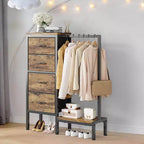 Commode avec tringle à vêtements, tiroirs de rangement pour chambre à coucher, commode en tissu réversible avec tringle à vêtements, pour bureau à domicile