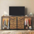 Commode avec tringle à vêtements, tiroirs de rangement pour chambre à coucher, commode en tissu réversible avec tringle à vêtements, pour bureau à domicile