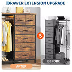 Commode avec tringle à vêtements, tiroirs de rangement pour chambre à coucher, commode en tissu réversible avec tringle à vêtements, pour bureau à domicile