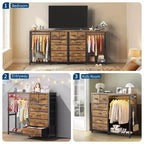 Commode avec tringle à vêtements, tiroirs de rangement pour chambre à coucher, commode en tissu réversible avec tringle à vêtements, pour bureau à domicile