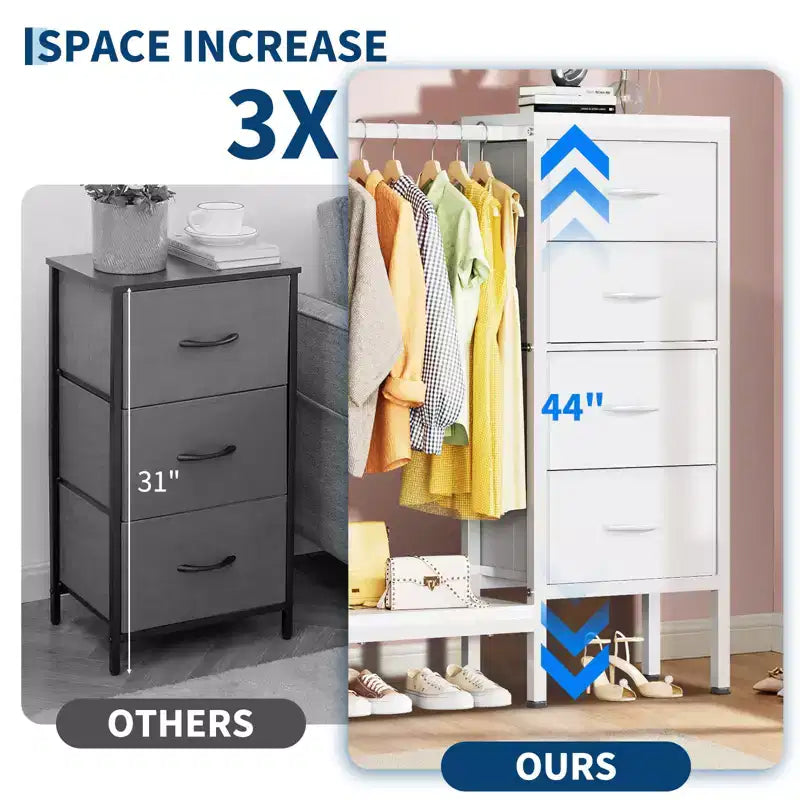 Commode avec tringle à vêtements, tiroirs de rangement pour chambre à coucher, commode en tissu réversible avec tringle à vêtements, pour bureau à domicile