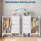 Commode avec tringle à vêtements, tiroirs de rangement pour chambre à coucher, commode en tissu réversible avec tringle à vêtements, pour bureau à domicile