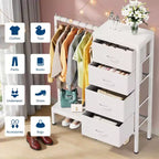 Commode avec tringle à vêtements, tiroirs de rangement pour chambre à coucher, commode en tissu réversible avec tringle à vêtements, pour bureau à domicile