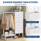 Commode avec tringle à vêtements, tiroirs de rangement pour chambre à coucher, commode en tissu réversible avec tringle à vêtements, pour bureau à domicile