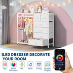 Commode avec tringle à vêtements, tiroirs de rangement pour chambre à coucher, commode en tissu réversible avec tringle à vêtements, pour bureau à domicile