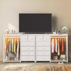 Commode avec tringle à vêtements, tiroirs de rangement pour chambre à coucher, commode en tissu réversible avec tringle à vêtements, pour bureau à domicile