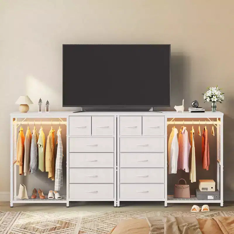 Commode avec tringle à vêtements, tiroirs de rangement pour chambre à coucher, commode en tissu réversible avec tringle à vêtements, pour bureau à domicile