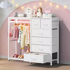 Commode avec tringle à vêtements, tiroirs de rangement pour chambre à coucher, commode en tissu réversible avec tringle à vêtements, pour bureau à domicile