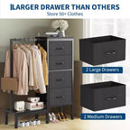 Commode avec tringle à vêtements, tiroirs de rangement pour chambre à coucher, commode en tissu réversible avec tringle à vêtements, pour bureau à domicile