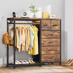 Commode avec tringle à vêtements, tiroirs de rangement pour chambre à coucher, commode en tissu réversible avec tringle à vêtements, pour bureau à domicile