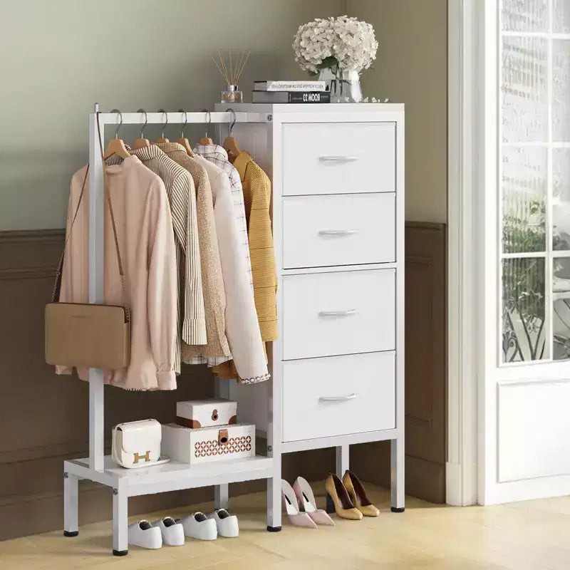 Commode avec tringle à vêtements, tiroirs de rangement pour chambre à coucher, commode en tissu réversible avec tringle à vêtements, pour bureau à domicile