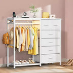 Commode avec tringle à vêtements, tiroirs de rangement pour chambre à coucher, commode en tissu réversible avec tringle à vêtements, pour bureau à domicile
