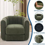 Ensemble de 2 fauteuils d'appoint pivotants à 360° modernes, revêtement en tissu doux, vert