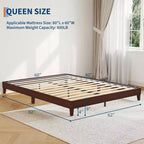 Cadre de lit plateforme GustoWave, taille Queen, 22,86 cm, capacité de charge maximale de 362,87 kg, marron
