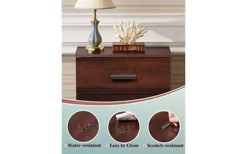 DEXYLLO Night Stand, Wood Nightstand with 3 Drawers, Bed Side Table for Bedroom, Living Room, Dorm