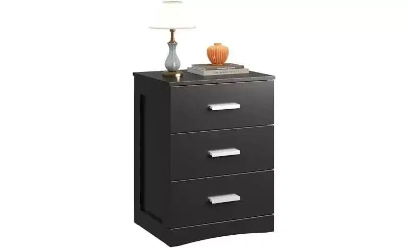DEXYLLO Night Stand, Wood Nightstand with 3 Drawers, Bed Side Table for Bedroom, Living Room, Dorm