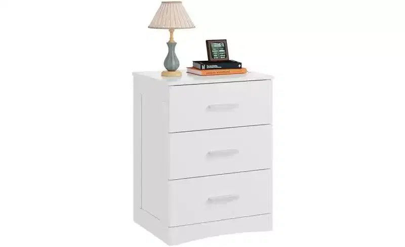 DEXYLLO Night Stand, Wood Nightstand with 3 Drawers, Bed Side Table for Bedroom, Living Room, Dorm
