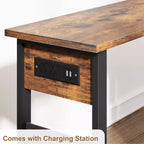 Table d'appoint rotative à 360° avec station de charge, table d'appoint mobile à 2 niveaux avec pochette de rangement et 6 roulettes pivotantes verrouillables pour salon et bureau