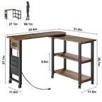 Table d'appoint rotative à 360° avec station de charge, table d'appoint mobile à 2 niveaux avec pochette de rangement et 6 roulettes pivotantes verrouillables pour salon et bureau