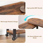 Table d'appoint rotative à 360° avec station de charge, table d'appoint mobile à 2 niveaux avec pochette de rangement et 6 roulettes pivotantes verrouillables pour salon et bureau