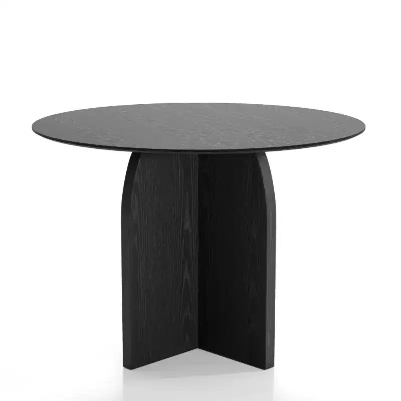 HomeRoots 42 Black Wood Pedestal Base Round Top Dining Table