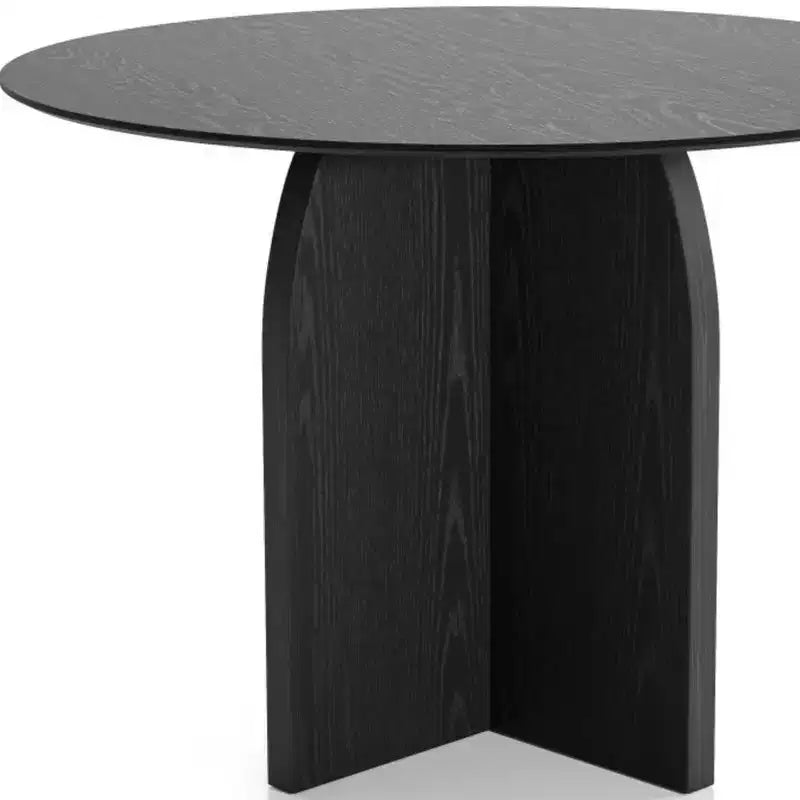 Table à manger ronde HomeRoots 42 avec piétement central en bois noir