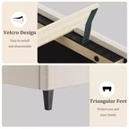 Modern Upholstered Platform Bed Frame with Adjustable Headboard  Heavy Duty Wood Slats  Sturdy Support  Noise-Free  No Box Spring Needed(Beige)