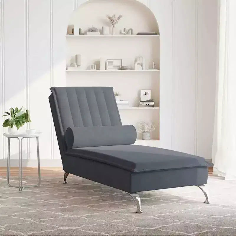 vidaXL Chaise longue de massage gris foncé