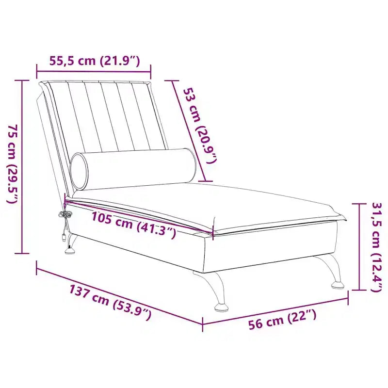 vidaXL Chaise longue de massage gris foncé