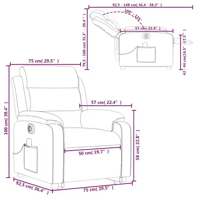 vidaXL Stand Up Massage Recliner Chair Dark gray