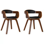 vidaXL Dining Chair Black and natural Faux leather and bentwood Standard