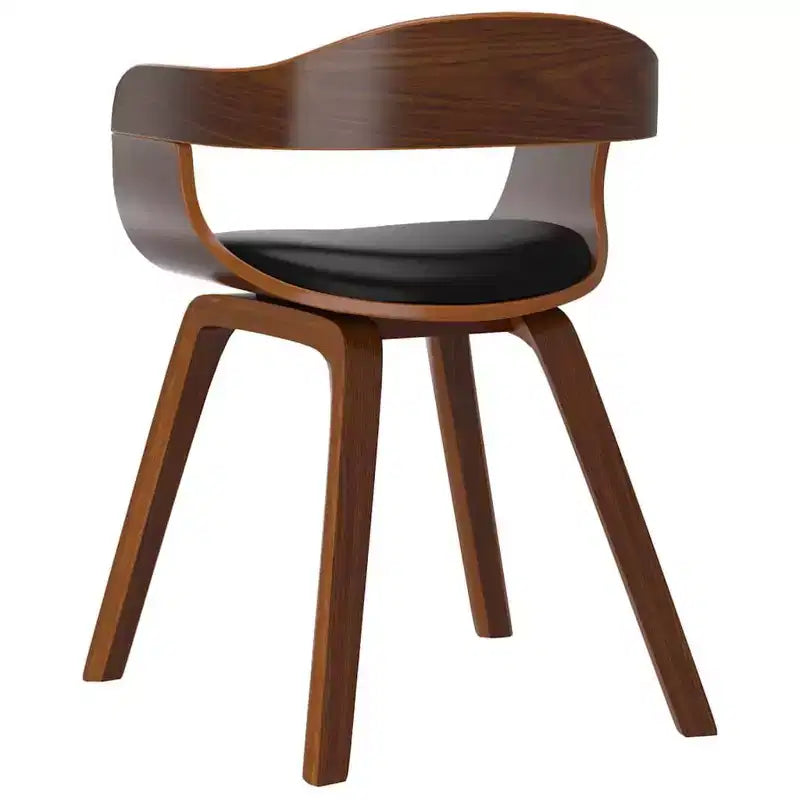 vidaXL Dining Chair Black and natural Faux leather and bentwood Standard