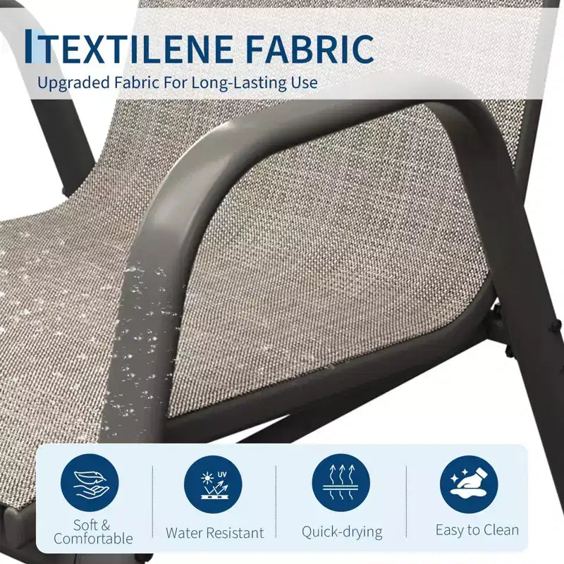 Set of 6 Stackable Patio Dining Chairs  All-Weather High Back with Armrests, Lightweight Textilene, 140kg Capacity  Ideal for Garden, Backyard