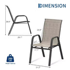 Set of 6 Stackable Patio Dining Chairs  All-Weather High Back with Armrests, Lightweight Textilene, 140kg Capacity  Ideal for Garden, Backyard