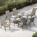 Set of 6 Stackable Patio Dining Chairs  All-Weather High Back with Armrests, Lightweight Textilene, 140kg Capacity  Ideal for Garden, Backyard