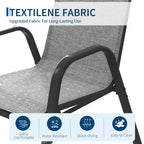 Set of 6 Stackable Patio Dining Chairs  All-Weather High Back with Armrests, Lightweight Textilene, 140kg Capacity  Ideal for Garden, Backyard