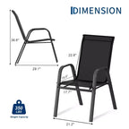 Set of 6 Stackable Patio Dining Chairs  All-Weather High Back with Armrests, Lightweight Textilene, 140kg Capacity  Ideal for Garden, Backyard
