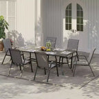 Set of 6 Stackable Patio Dining Chairs  All-Weather High Back with Armrests, Lightweight Textilene, 140kg Capacity  Ideal for Garden, Backyard