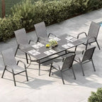 Set of 6 Stackable Patio Dining Chairs  All-Weather High Back with Armrests, Lightweight Textilene, 140kg Capacity  Ideal for Garden, Backyard
