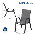 Set of 6 Stackable Patio Dining Chairs  All-Weather High Back with Armrests, Lightweight Textilene, 140kg Capacity  Ideal for Garden, Backyard