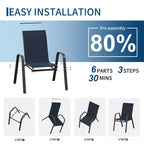 Set of 6 Stackable Patio Dining Chairs  All-Weather High Back with Armrests, Lightweight Textilene, 140kg Capacity  Ideal for Garden, Backyard
