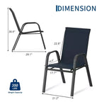 Set of 6 Stackable Patio Dining Chairs  All-Weather High Back with Armrests, Lightweight Textilene, 140kg Capacity  Ideal for Garden, Backyard