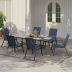 Set of 6 Stackable Patio Dining Chairs  All-Weather High Back with Armrests, Lightweight Textilene, 140kg Capacity  Ideal for Garden, Backyard