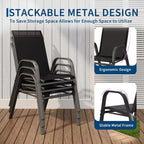 Set of 6 Stackable Patio Dining Chairs  All-Weather High Back with Armrests, Lightweight Textilene, 140kg Capacity  Ideal for Garden, Backyard