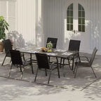 Set of 6 Stackable Patio Dining Chairs  All-Weather High Back with Armrests, Lightweight Textilene, 140kg Capacity  Ideal for Garden, Backyard
