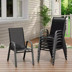 Set of 6 Stackable Patio Dining Chairs  All-Weather High Back with Armrests, Lightweight Textilene, 140kg Capacity  Ideal for Garden, Backyard