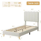SunnyFurn Cadre de lit plateforme avec tête de lit capitonnée douce Design Princesse, lattes en bois robustes, sans bruit, sommier tapissier non requis, assemblage facile