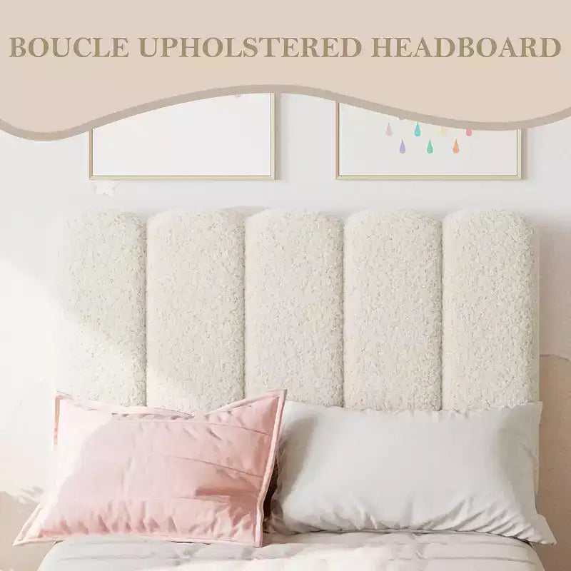 SunnyFurn Cadre de lit plateforme avec tête de lit capitonnée douce Design Princesse, lattes en bois robustes, sans bruit, sommier tapissier non requis, assemblage facile