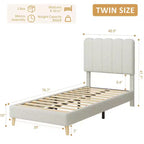 SunnyFurn Cadre de lit plateforme avec tête de lit capitonnée douce Design Princesse, lattes en bois robustes, sans bruit, sommier tapissier non requis, assemblage facile