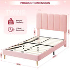 SunnyFurn Cadre de lit plateforme avec tête de lit capitonnée douce Design Princesse, lattes en bois robustes, sans bruit, sommier tapissier non requis, assemblage facile